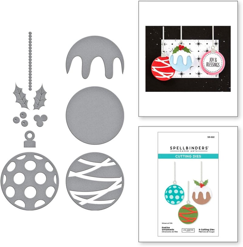 Spellbinders S3-522 Festive Ornament Etched Dies from The Essential Holiday Collection by Lisa Horton - Image 1